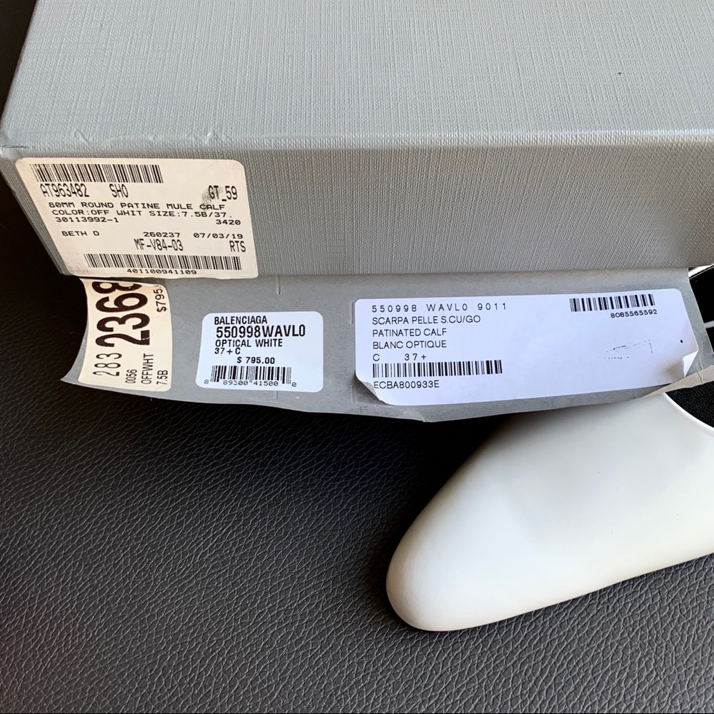 Brand New Balenciaga White Leather Slide Size 7.5 - Picture 6 of 7